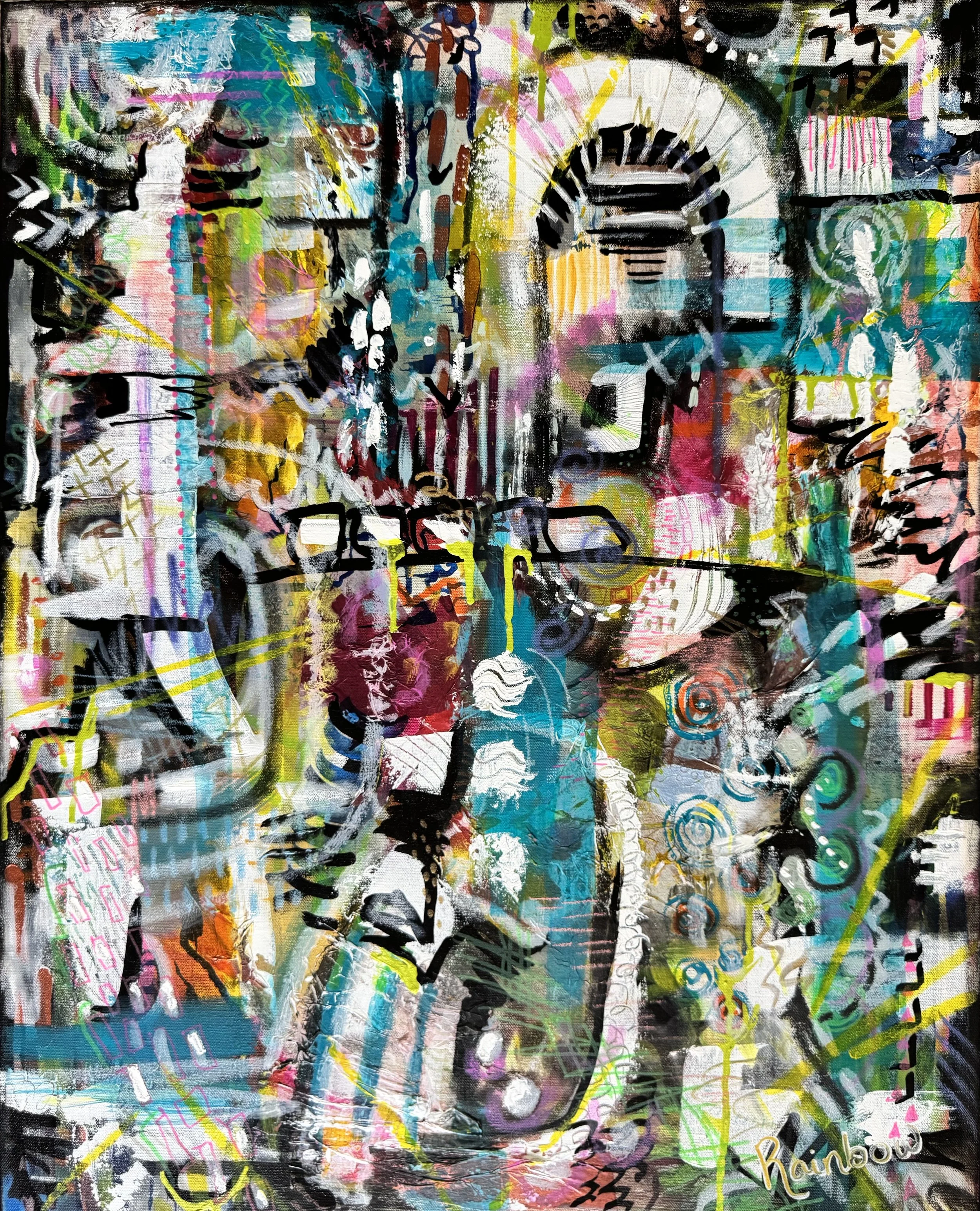 Rainbow, Aubrey, "Intuition or Anxiety", mixed media, 30 x 24", $450