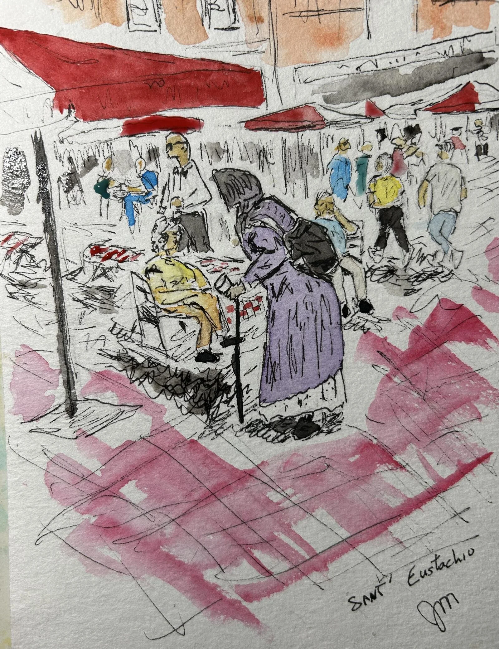 MacArthur, John, "Street Begger", watercolor, 8x10", $175