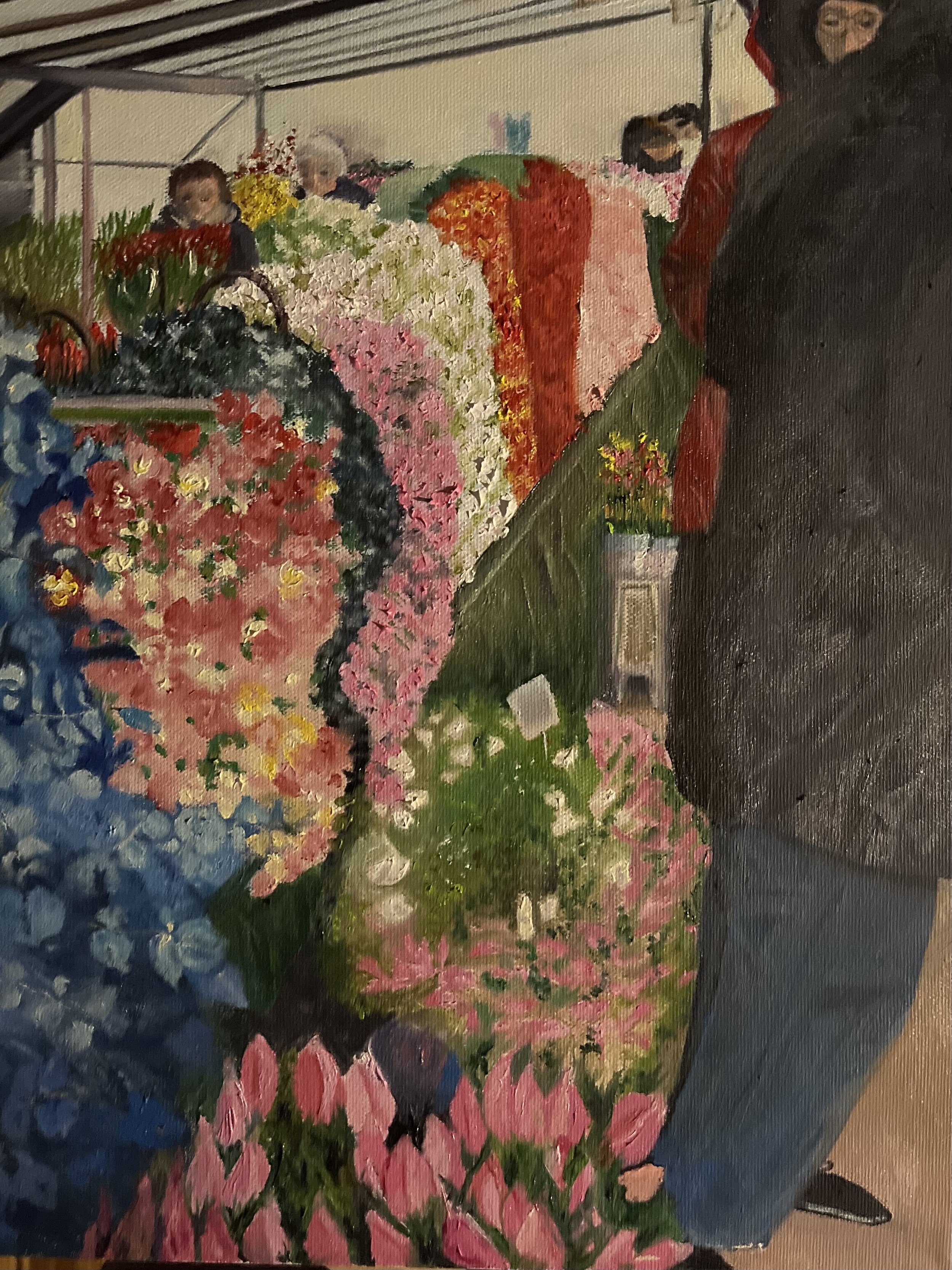 Cooper, Jean  "Paris Market", oil on canvas, 12 x 9", $100