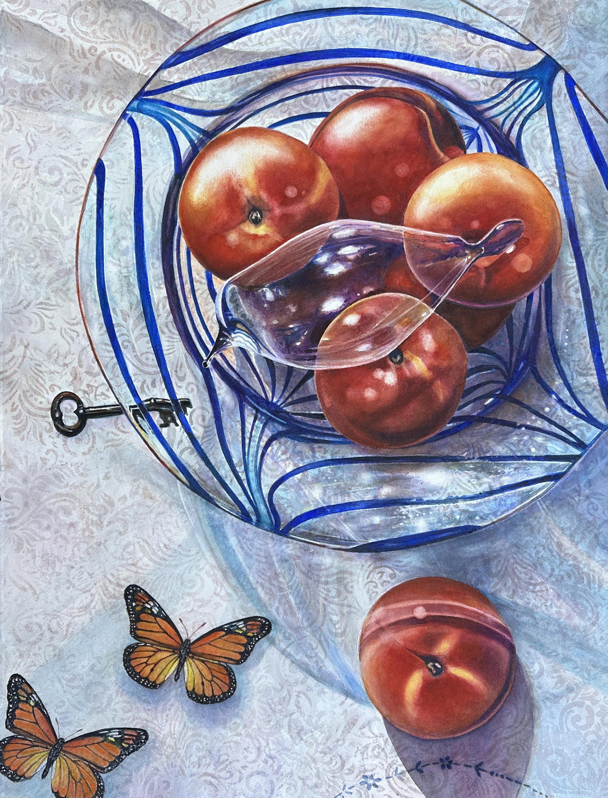 Norman, Karen, "Glasswing", watercolor, 30 x 22", $4200, 2026 Juried Exhibition Juror's Award
