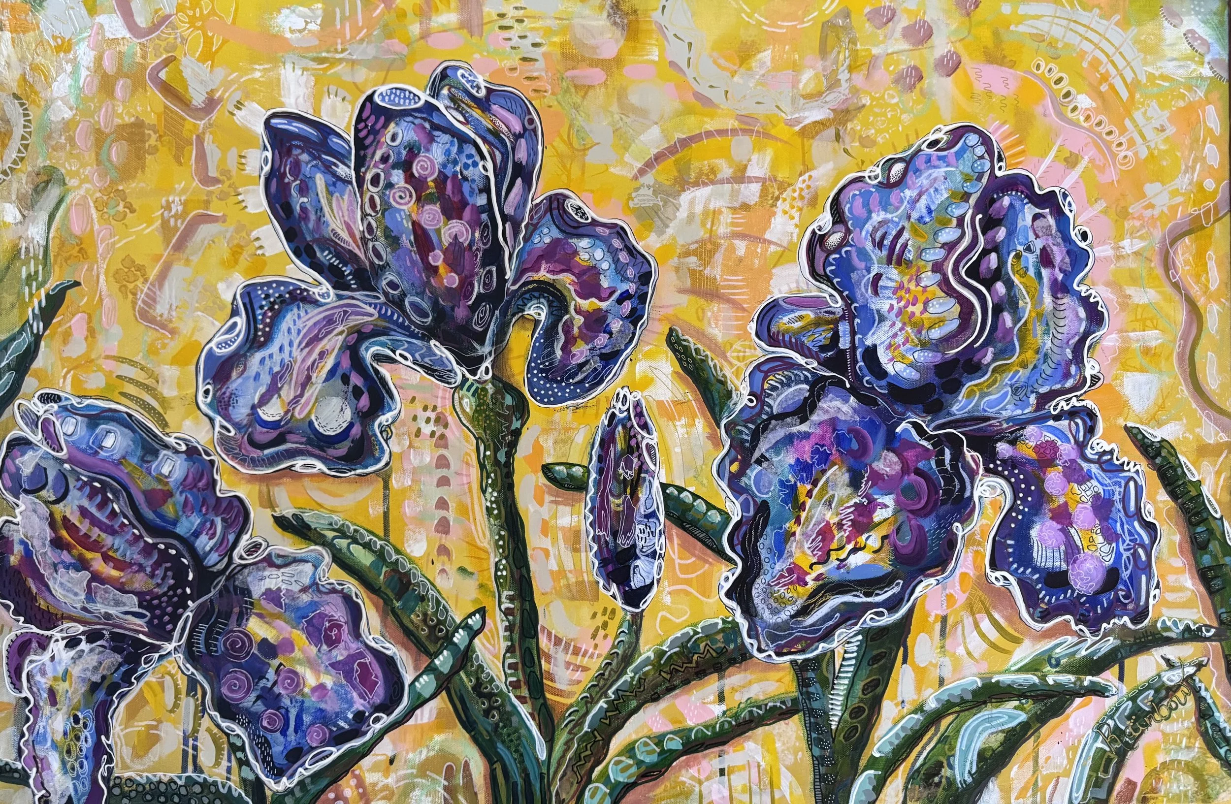 Rainbow, Aubrey, "Iris Fingerprints", mixed media, 24 x 36", $600