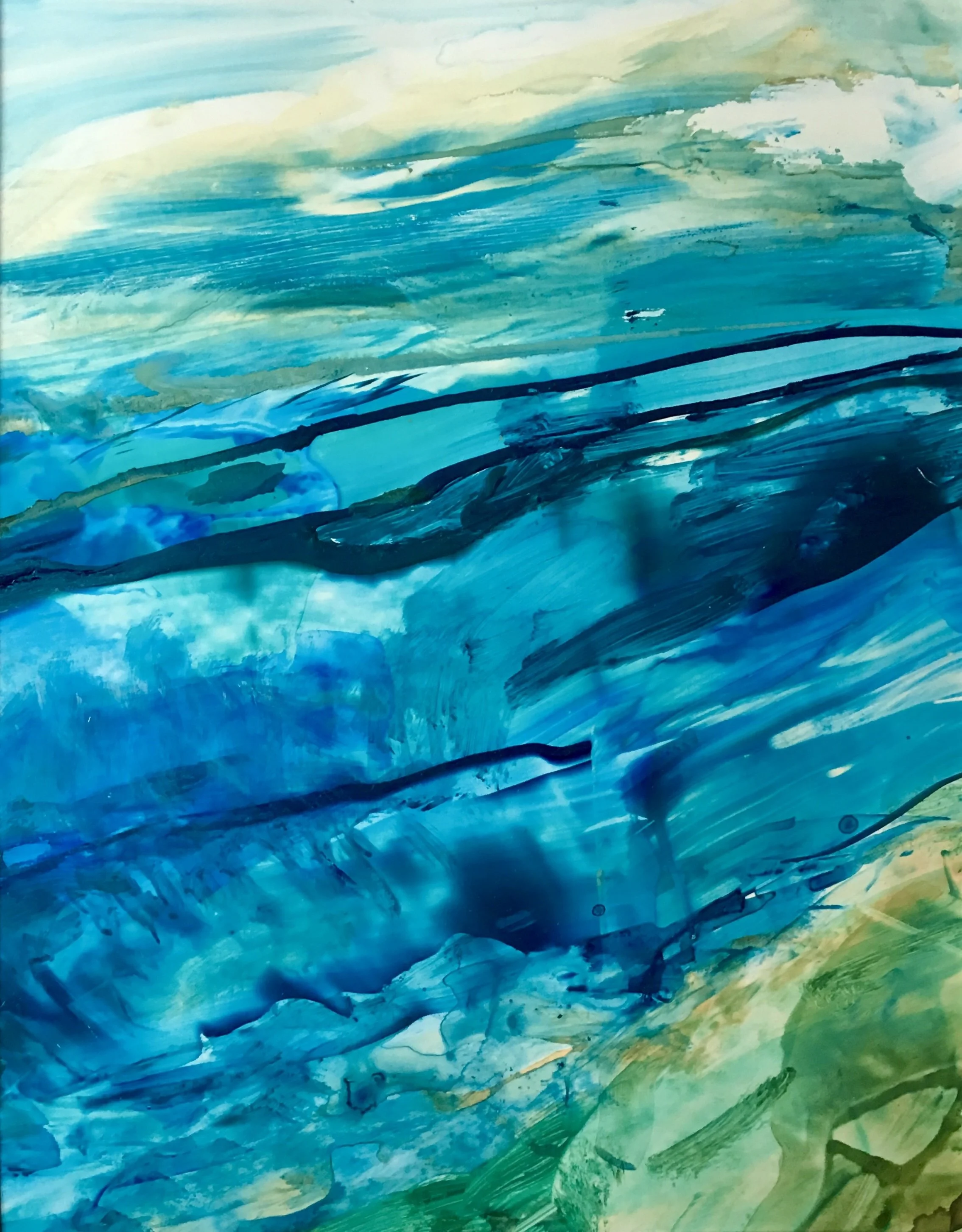 Trollinger, Saroja, "Azul", acrylic on yupo, 11x14", $300 