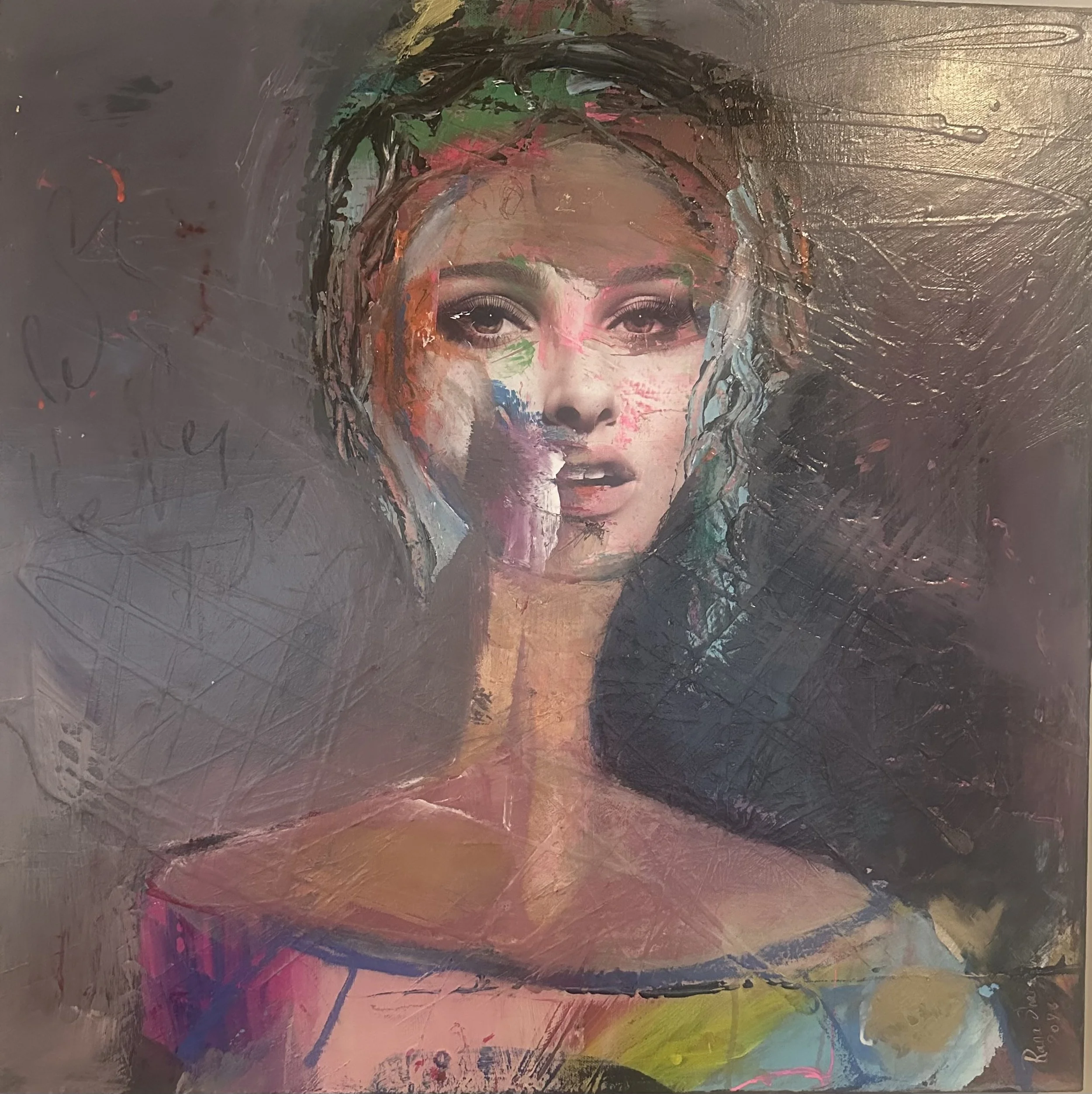 Alsharaiha, Rana, "Silent Gaze", acrylic & mixed media, 24 x 24", $790, 2026 Juried Exhibition Honorable Mention