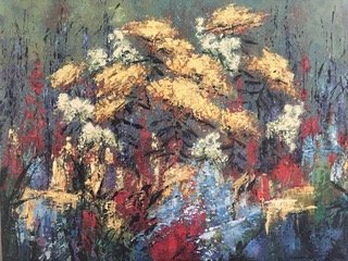 Bourdeaux, Sandra, "Yarrow II ",  acrylic. 16 X 20. $400