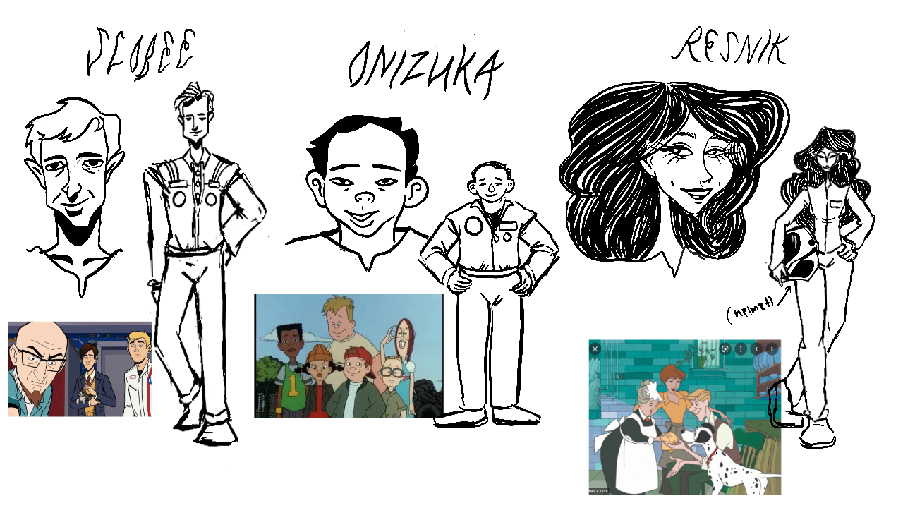 while playing with styles, i also was sketching out body shape to see how these characters would look next to one another.