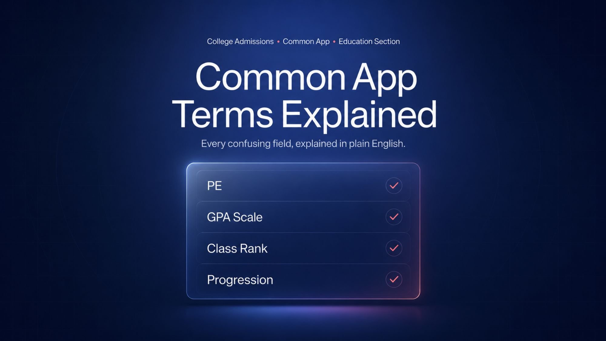 Common App academic terms