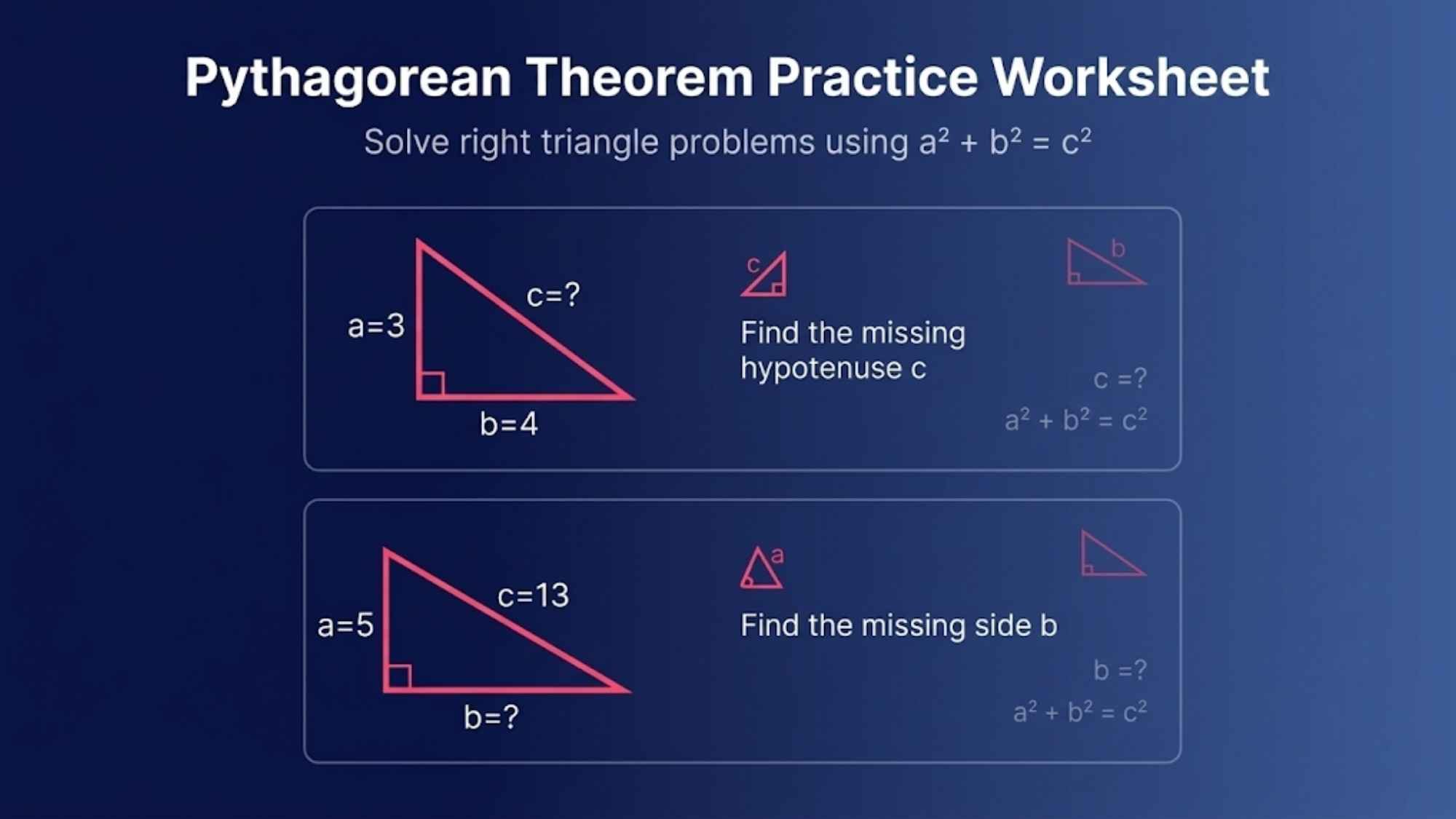 Pythagorean Theorem Worksheet