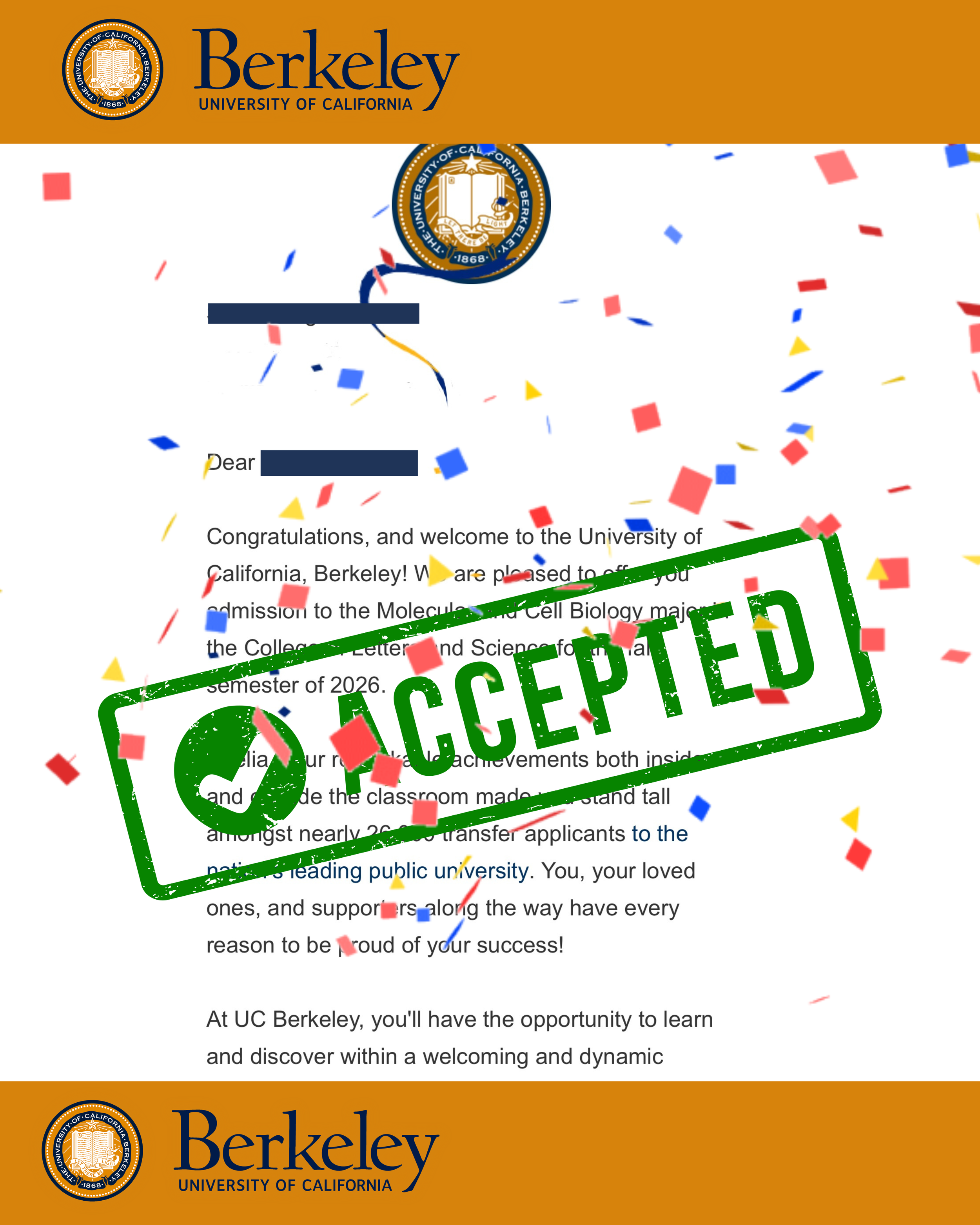 Acceptance letter