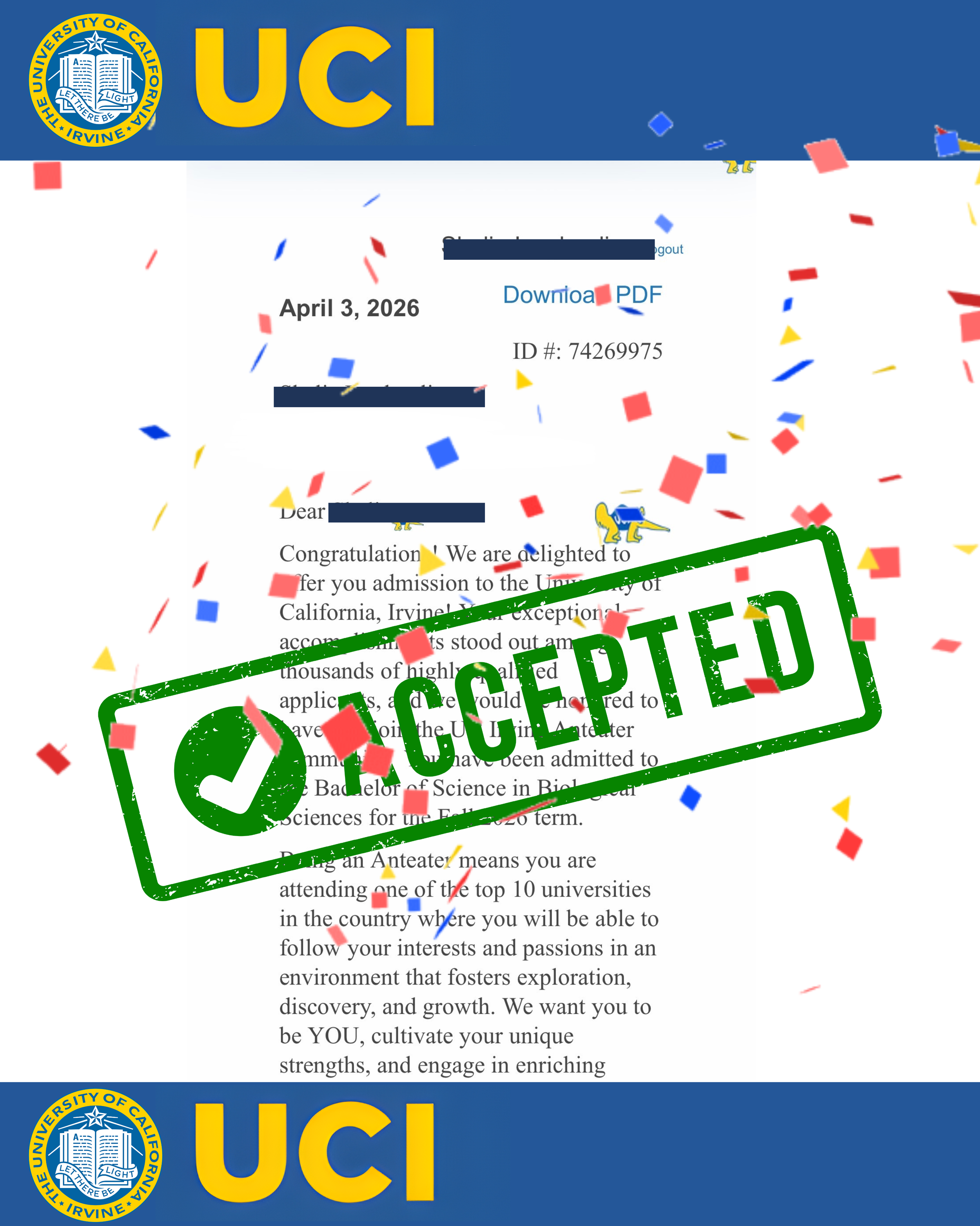 Acceptance letter