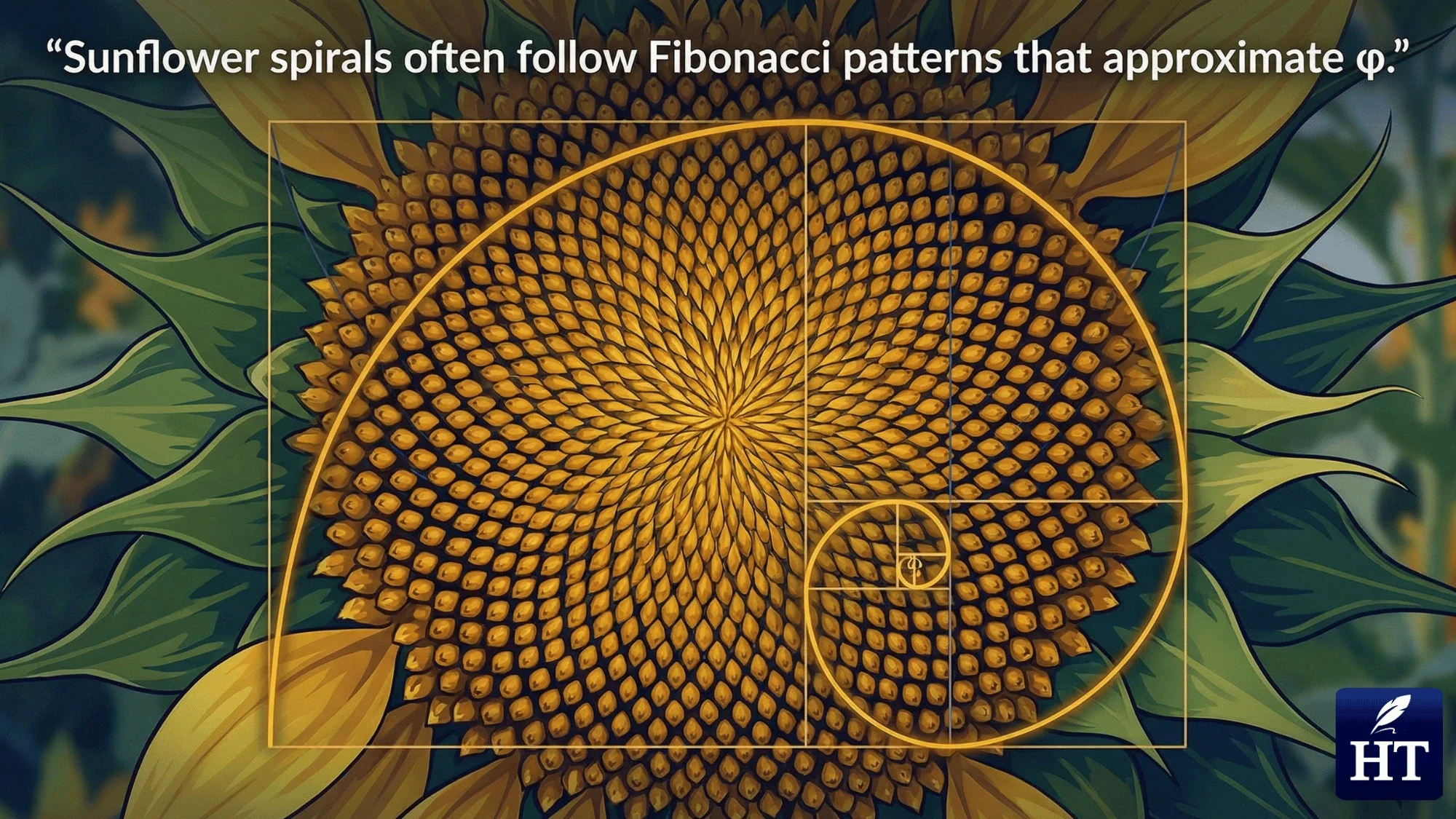 Golden Ratio in Nature Sunflower Pattern