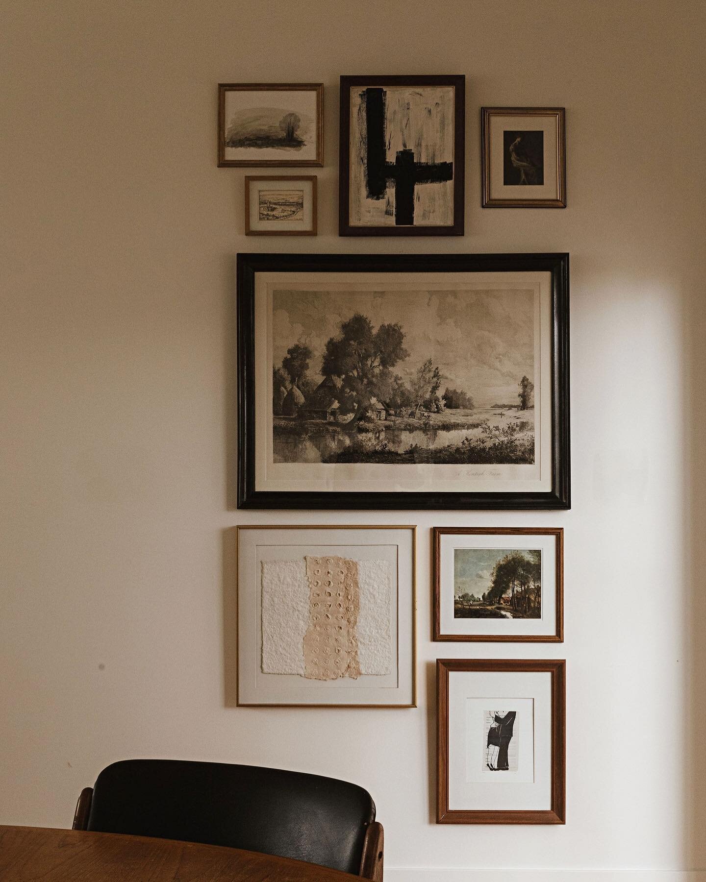 To us, a space always feels more interesting and layered when vintage pieces, family treasures or thrifted finds come into the mix. This whole gallery wall is that exact formula, which was so fun to create. Best part is, it can organically change ove