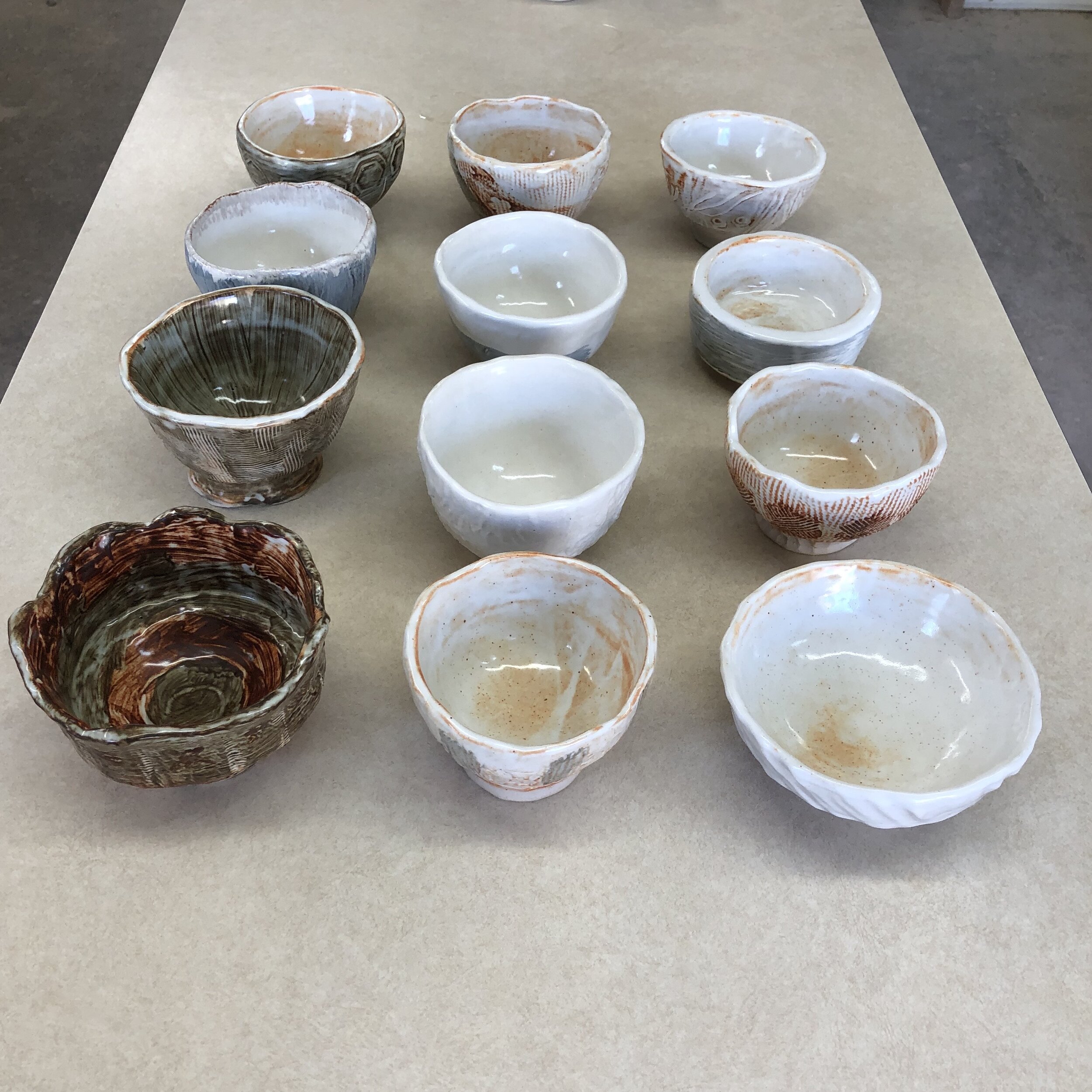 Student's finished tea bowls.
