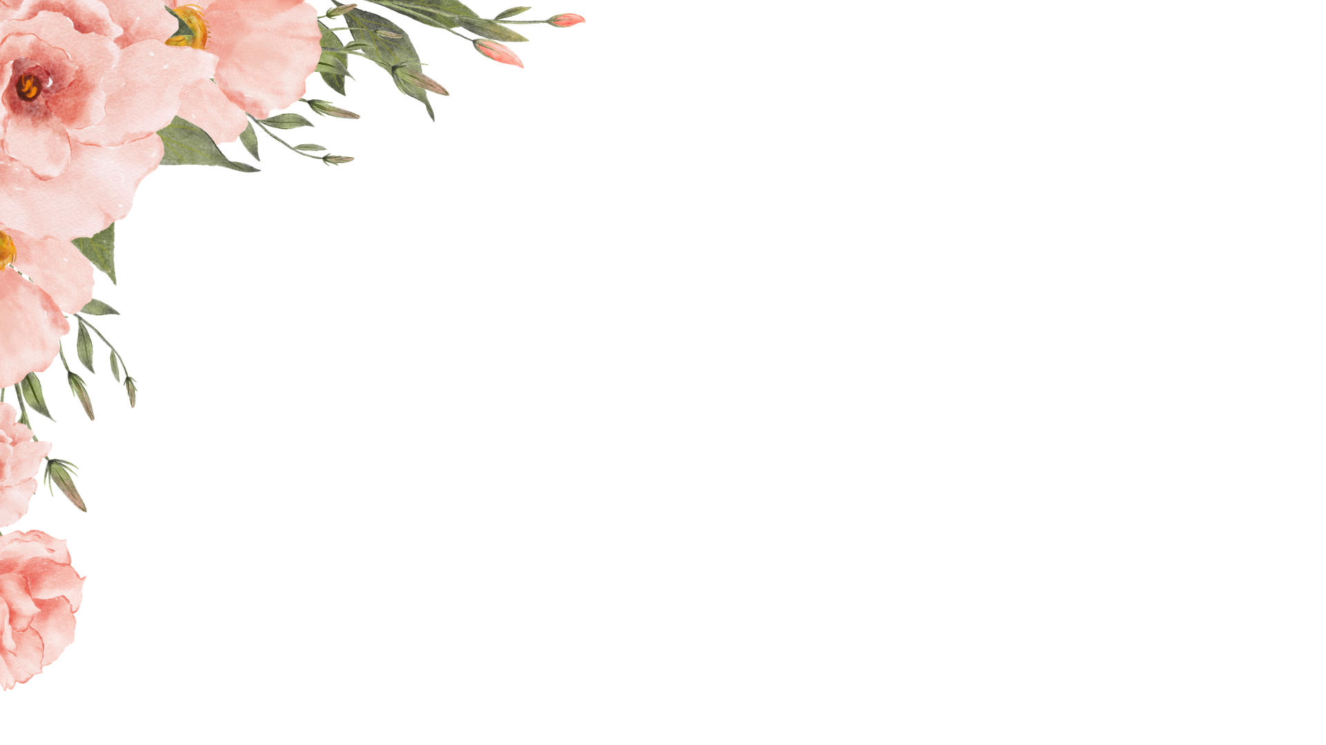 A decorative banner with a floral floral pattern of pink flowers and green leaves on the top and left side, and blank spaces for text, with a red and black color scheme.