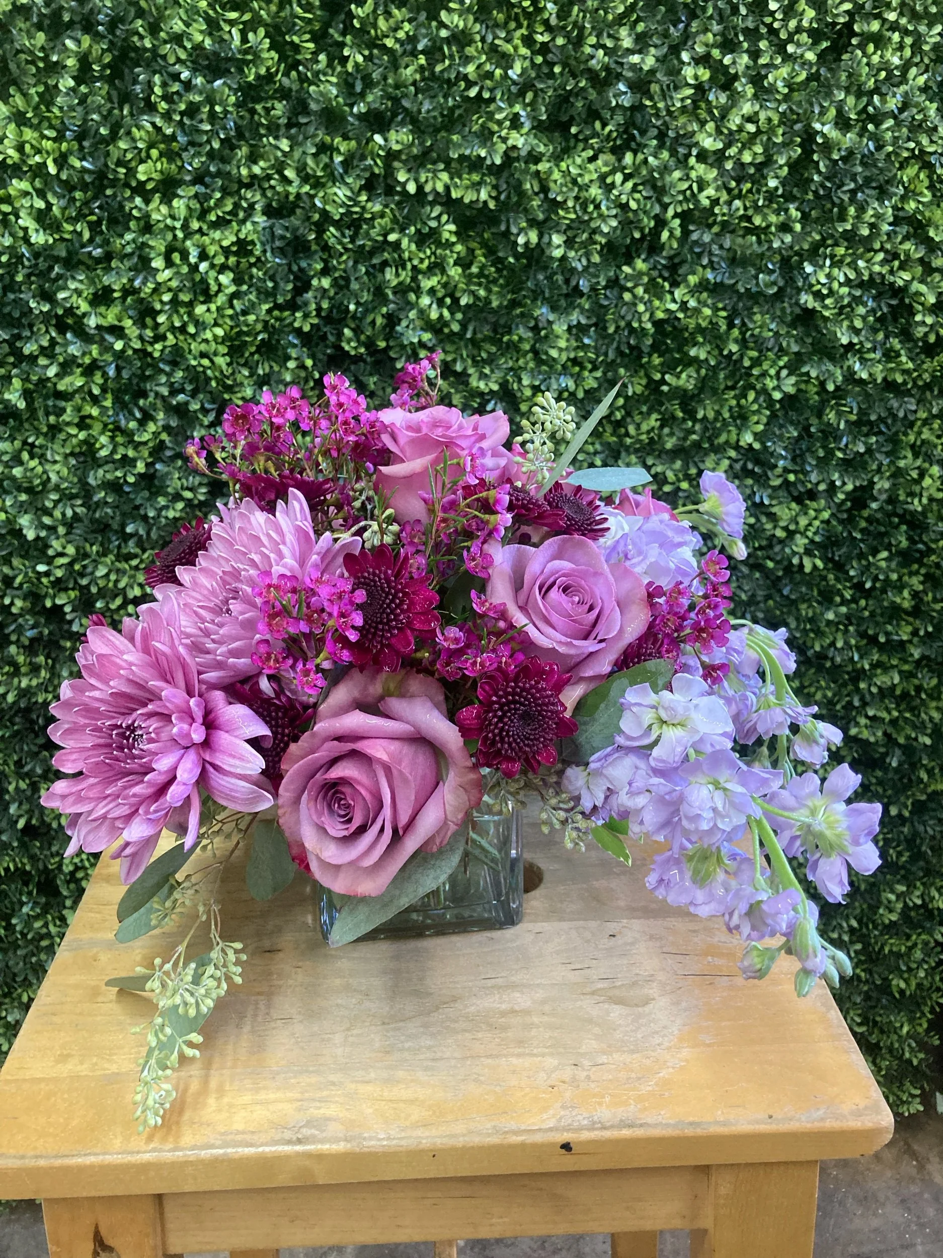 Purple table centerpiece