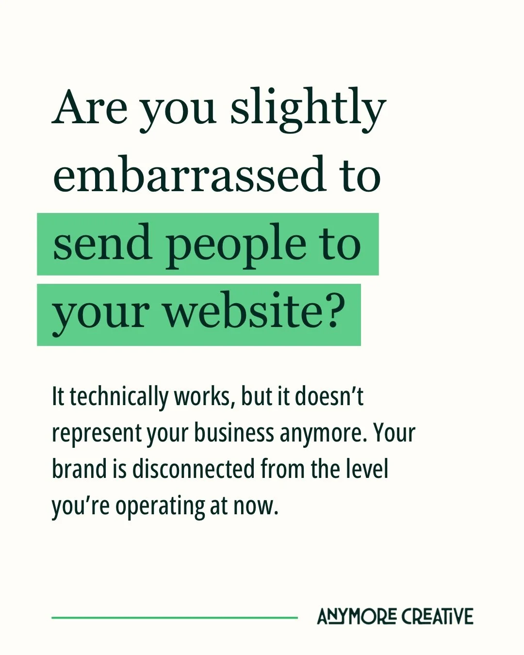 ⭐️ If you feel embarrassed to share your website or brand, it&rsquo;s holding you back.

👉🏻Your brand should reflect your growth, evolution, the incredible value you now offer, and it should be increasing your revenue (by about 23%!)

👉🏻 Let&rsqu
