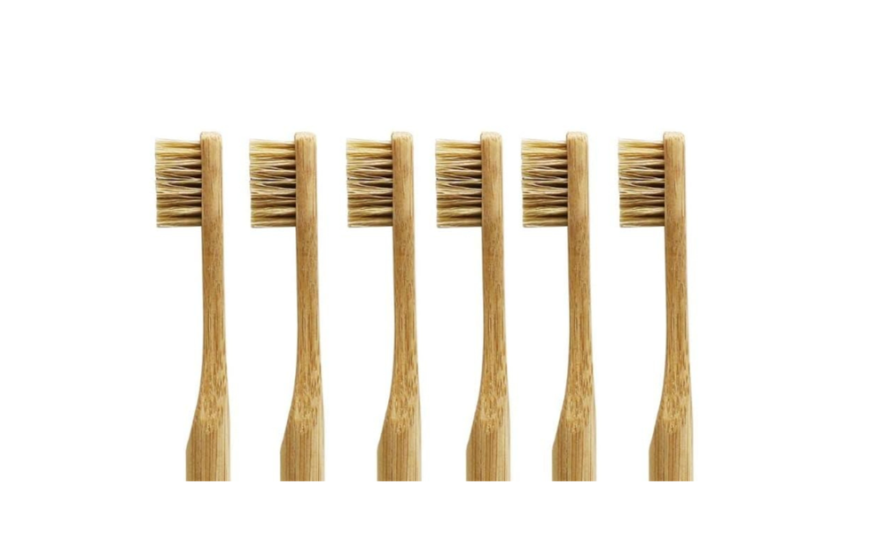Bamboo Toothbrushes with Boar Bristles (Pack of 6)