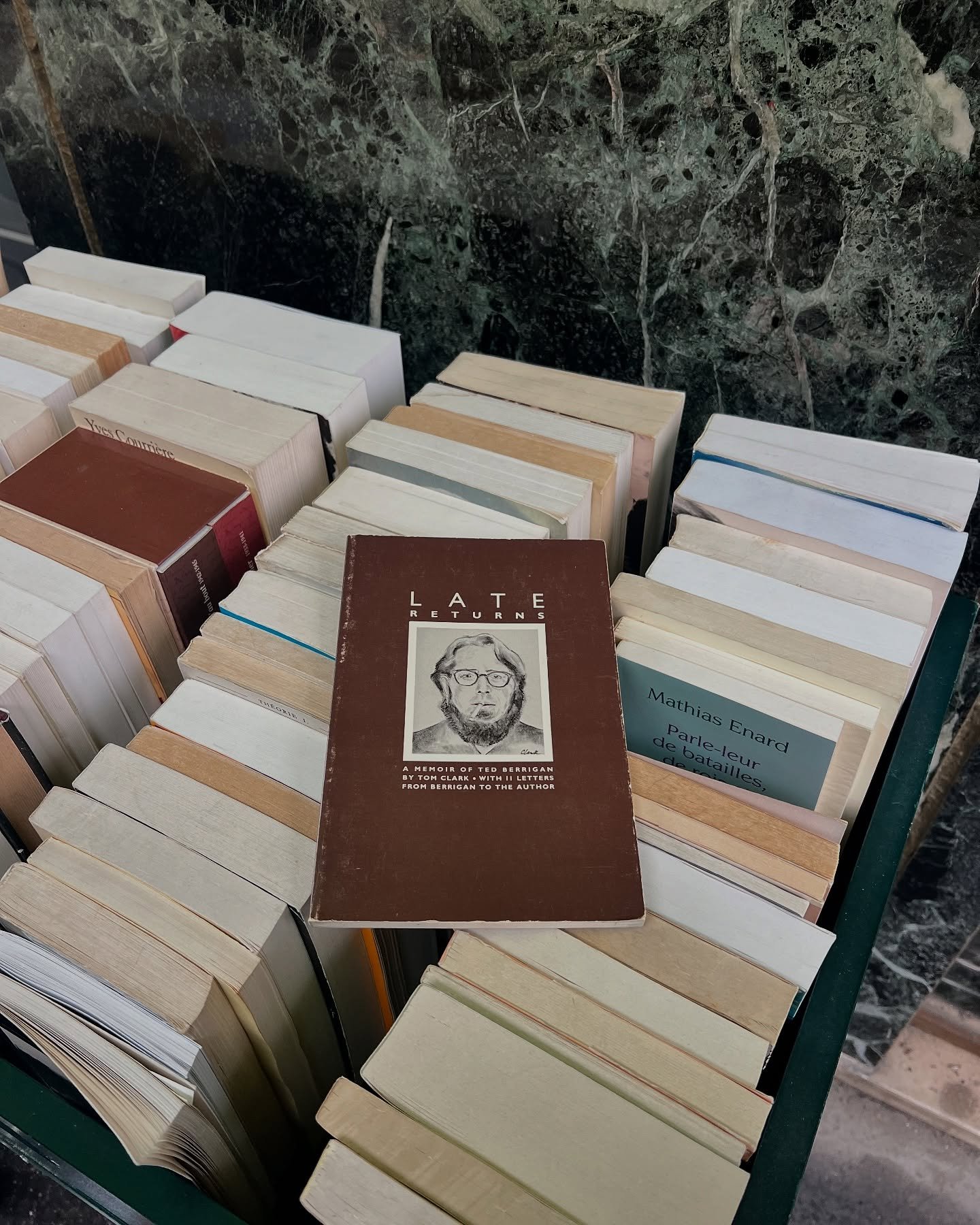 Browsing the 5th and laid out this copy of Late Returns by Tom Clark. 

Clark was an American poet, editor and biographer. He served as poetry editor of The Paris Review from 1963 to 1973 and published many volumes of poetry. Special moments, feeling