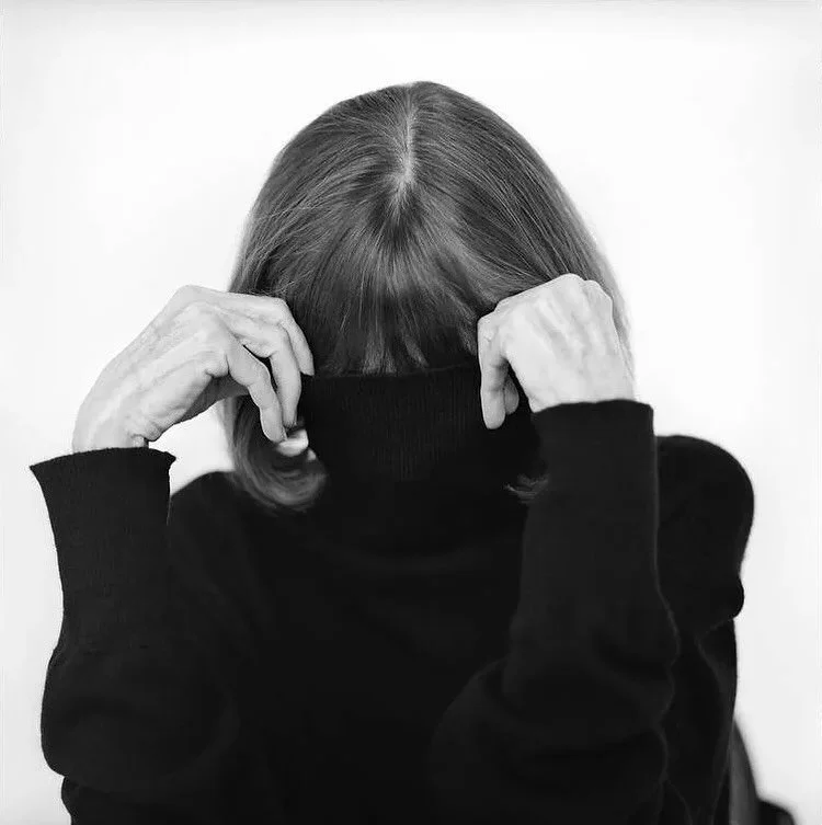 Joan Didion by Brigitte Lacombe in New York, 1996. Black-and-white photograph. 16 &times; 20 in. (40.6 &times; 50.8 cm).