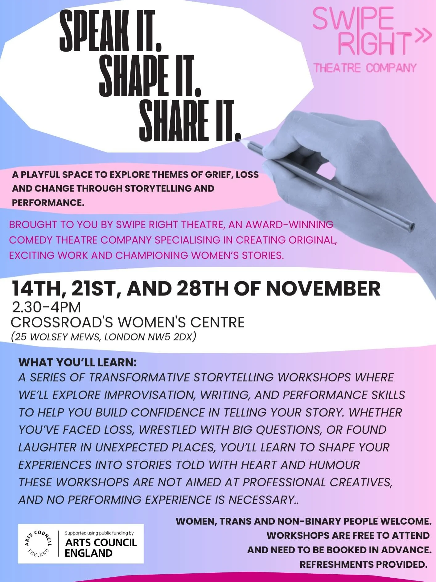 Last workshop in London this Friday (28th of Nov!) we&rsquo;ll be working on character development and performance! Even if you missed the other workshops you can still drop into this one - we&rsquo;ll be recapping everything we&rsquo;ve learnt so fa