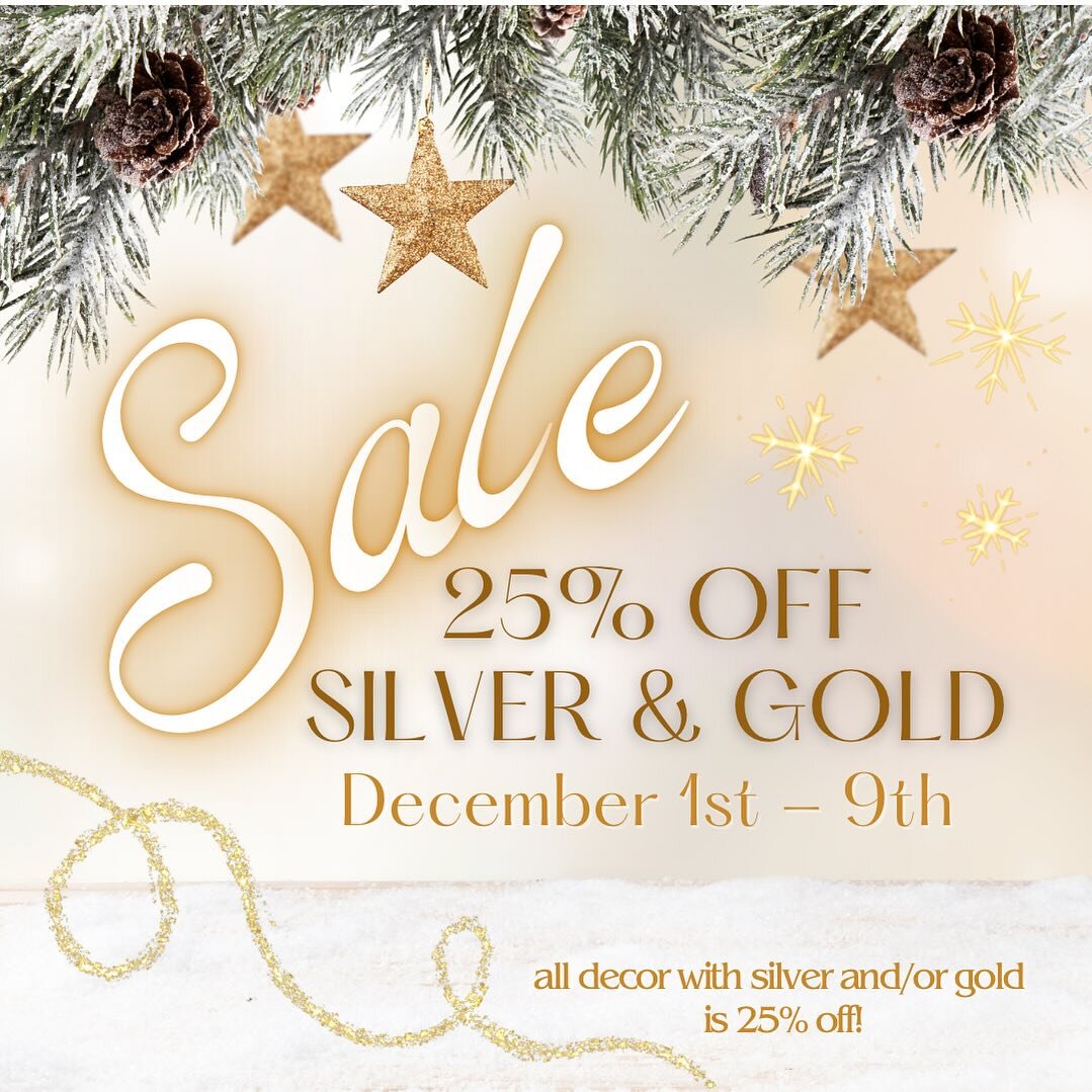 The December sales have begun! 🎄 ⁣
&bull;⁣
Today through December 9th all decor items with silver and/or gold are 25% off! ⁣
&bull;⁣
&bull;⁣
&bull;⁣
#nagelkirkgardens #marquette #marquettemichigan #906life
