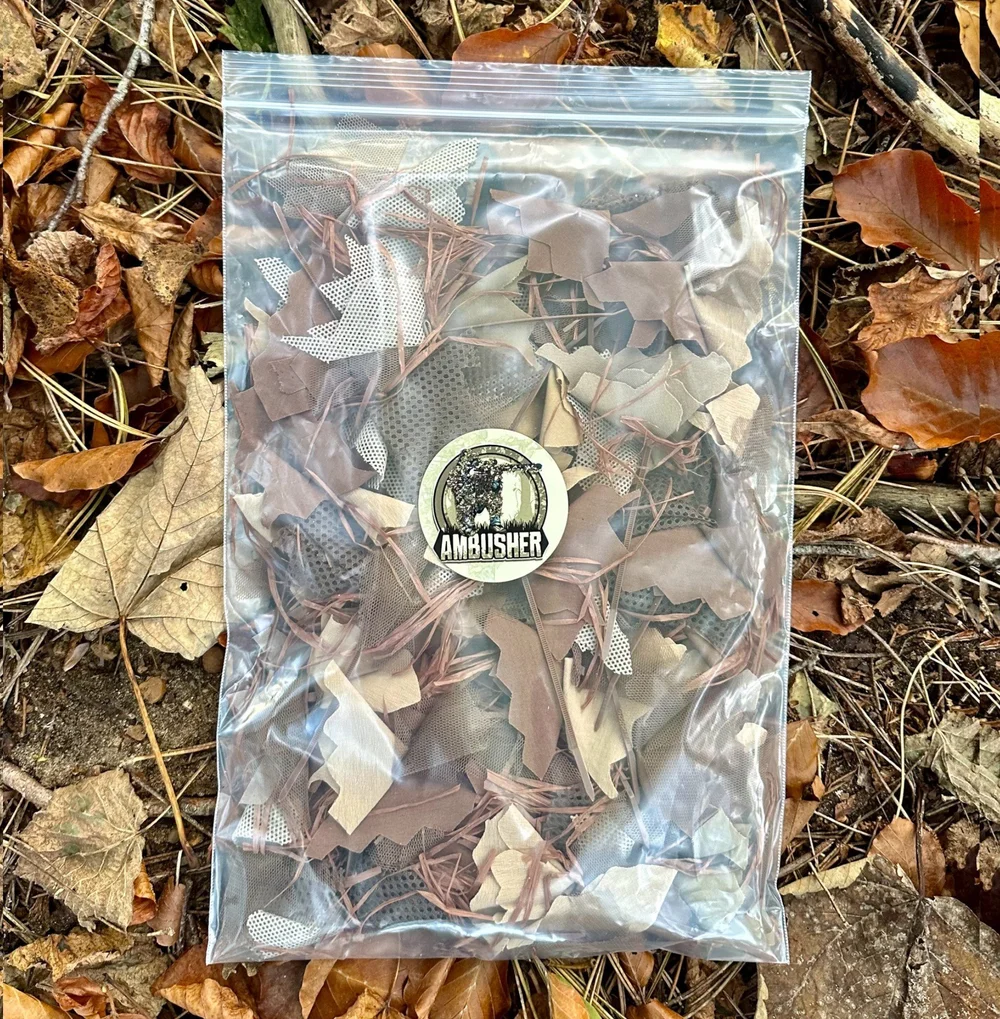 Ambusherイージーギリーキットグリーン50% ブラウン50% Ambusher Easy Ghillie Leaf Bundle Kits — Hidden Airsoft