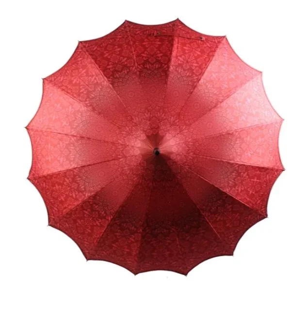 Soake Patterned RED UV Pagoda Large Walking Stick Boutique Umbrella Gift Brolley (1).jpg