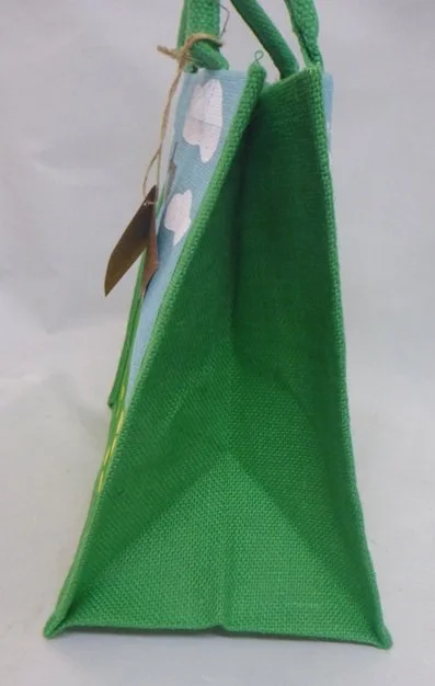 Pug Dog Tote Shopper Jute Grab Bag Shared Earth Eco Large Reuseable Shopping Green EA2083 (5).JPG