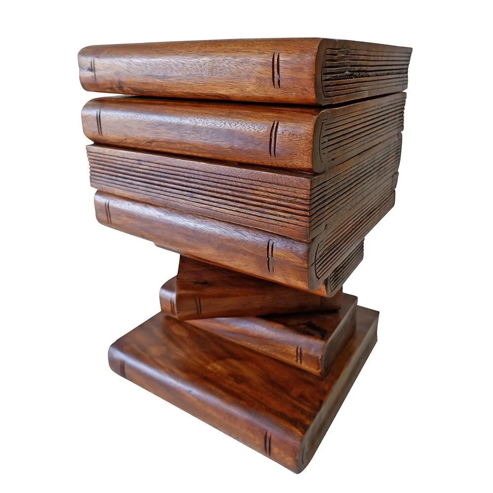 Something Different Stacked Book Trunk Wooden Stool Side Table