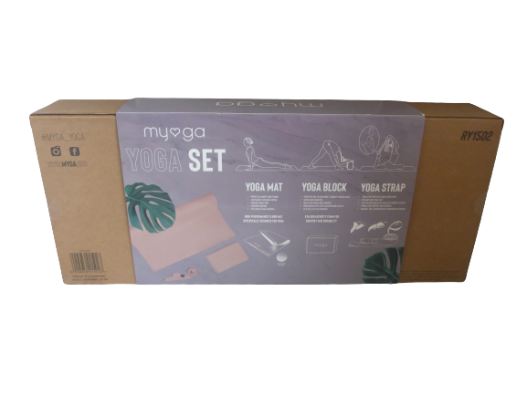 Myga Yoga Starter Kit Mat + Block Set 4mm Thick Pilates Fitness Gym Purple