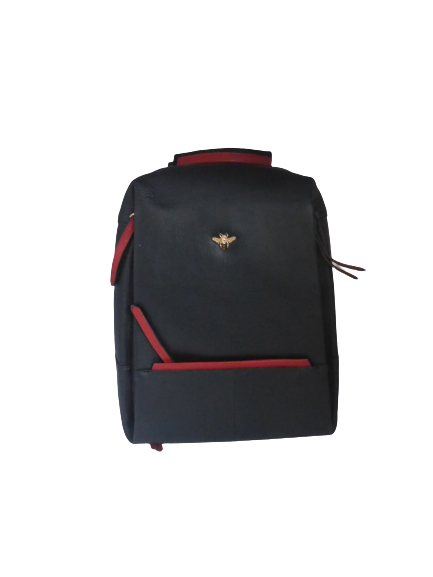 Mala Leather Mason Bee Black Red Back Pack Shoulder bag + Dust Bag Travel Work (4).png