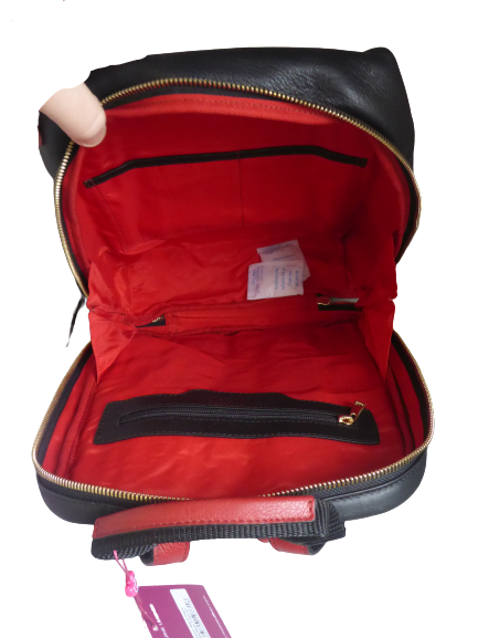 Mala Leather Mason Bee Black Red Back Pack Shoulder bag + Dust Bag Travel Work (10).png