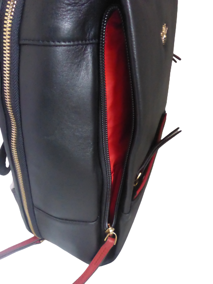 Mala Leather Mason Bee Black Red Back Pack Shoulder bag + Dust Bag Travel Work (6).png