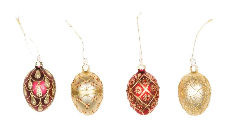 Sass & Belle Red Gold Heirloom Oval Egg Glass Bauble Xmas Tree Decoration Set 4 NGXM136 (1)a.jpg