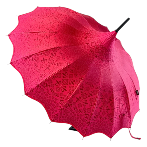 Soake Patterned Pink UV Pagoda Large Walking Stick Boutique Umbrella Brolley Fun BCSPATPIN-1 (1).png