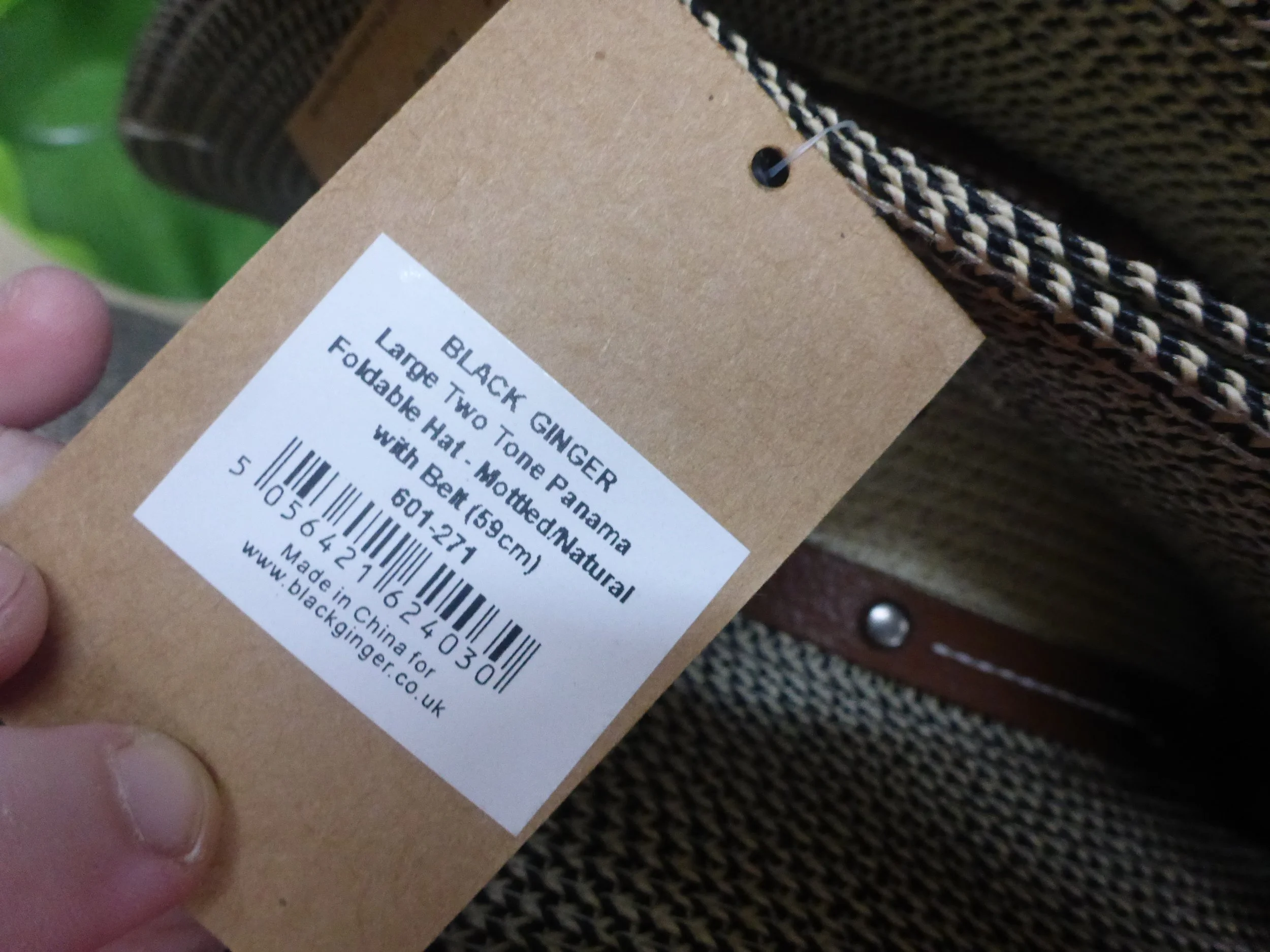 Black Ginger Panama Mottled Natural Belt Summer Hat Foldable Roll Up Travel Bag 57cm 59cm 61cm (3).JPG