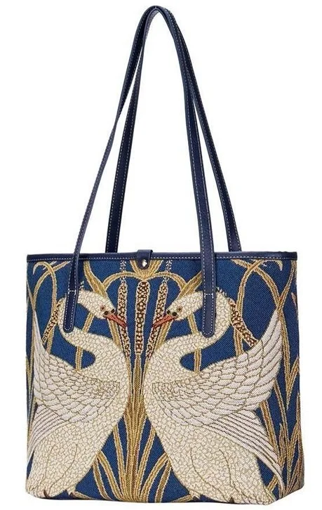 Signare Walter Crane Swan Blue Tapestry Large College Tote Shoulder Grab Bag Fun COLL-ART-WC-SWAN (1).jpg