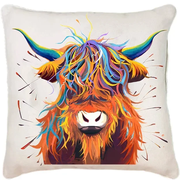 Highland Cow Cushion Cover Square Throw Sofa Bed Kozzy + Inner Pad 45cm x 45cm (1).webp