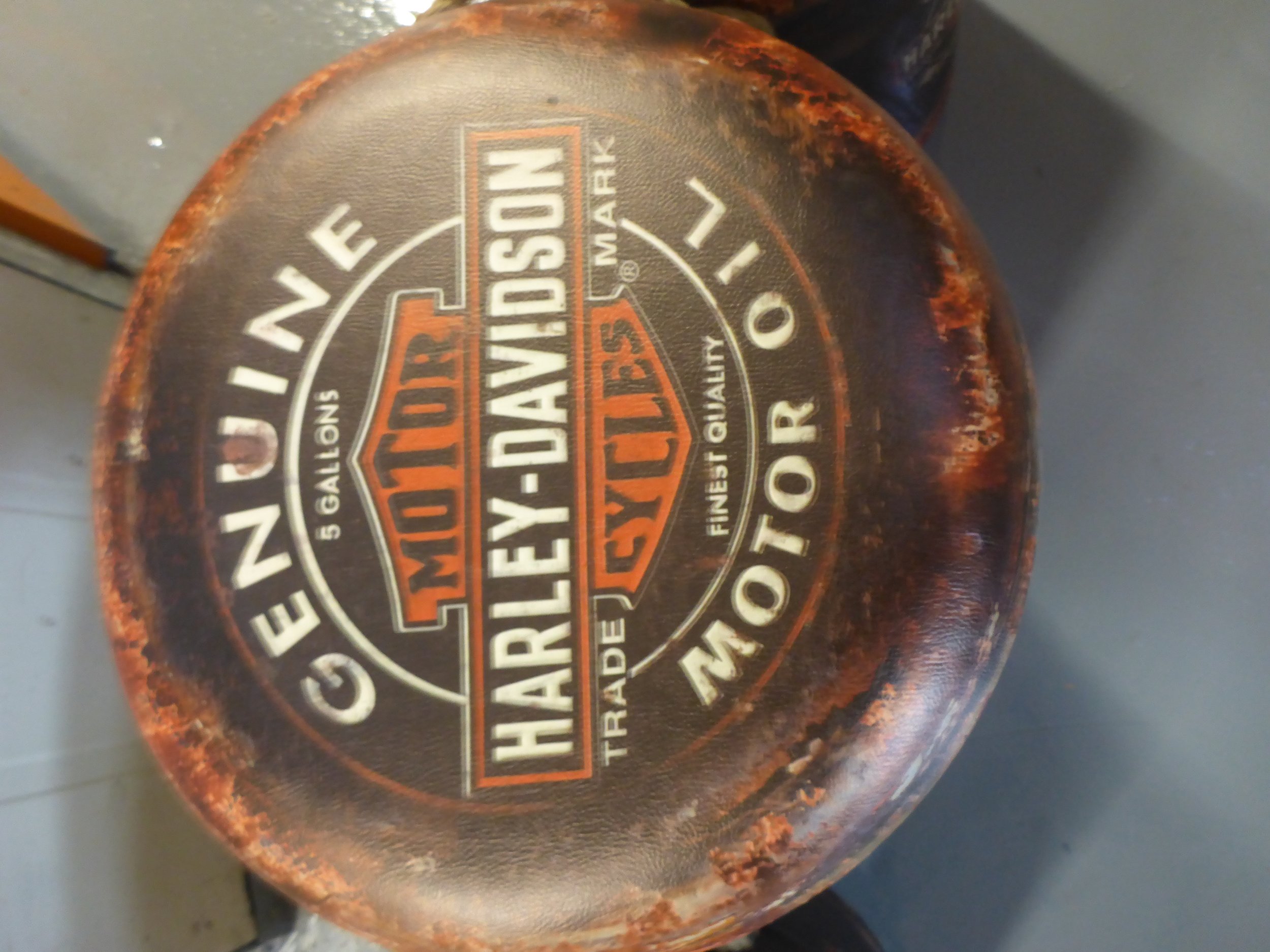 Harley Davidson Metal Stool Padded Storage Seats Retro Vintage Design 44cm High a (2).JPG