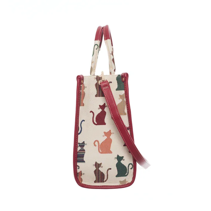 Signare Cheeky Cat Cats Tapestry City Handbag Cross Shoulder Grab Bag Cream Red CITY-CHEKY_700x (3).webp