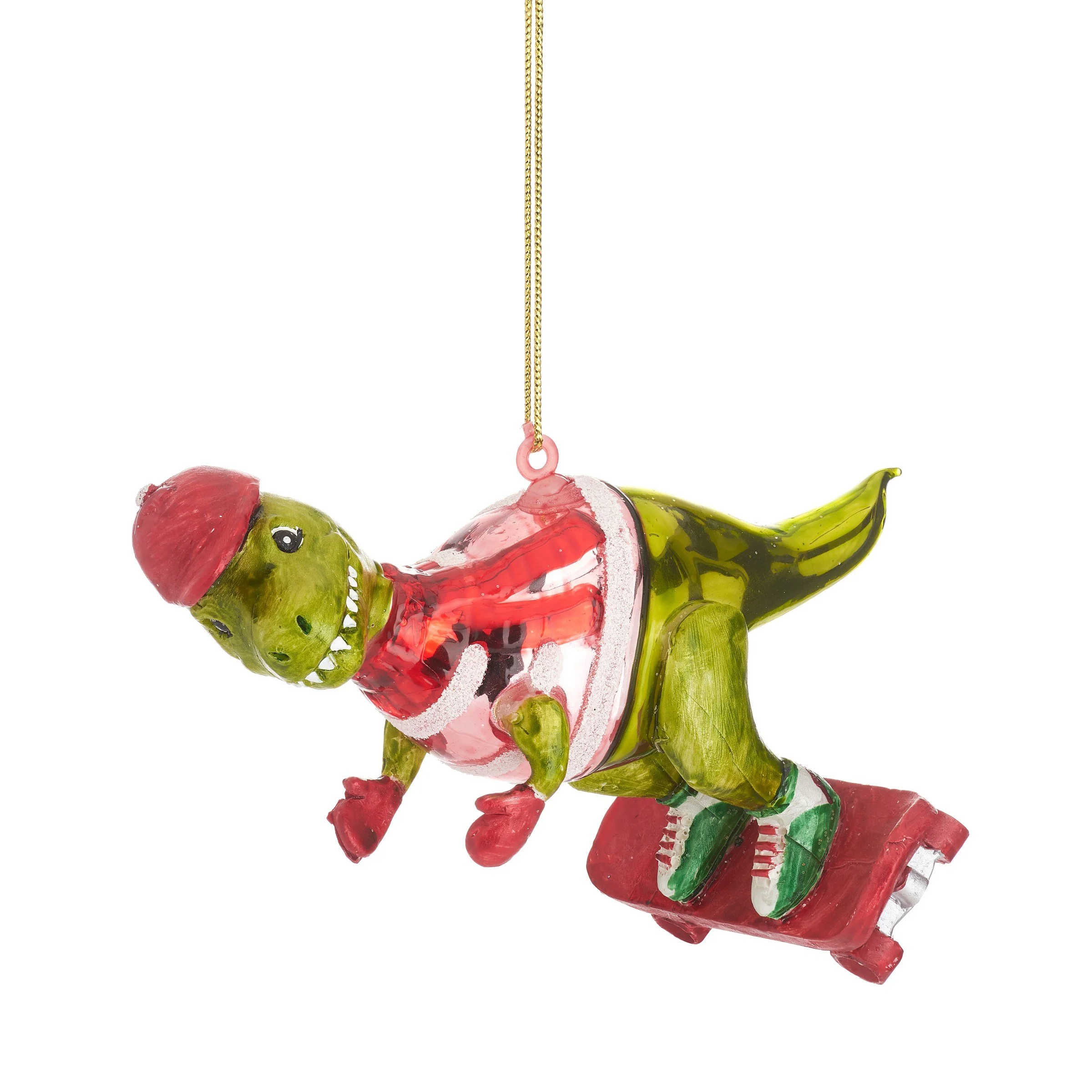 Sass & Belle Dinosaur on Skateboard T-Rex 3D Bauble Hanging Decoration Xmas Tree LINXM245_A (1).jpg