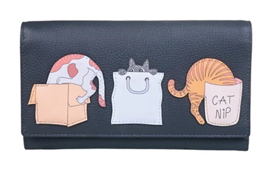 Mala Leather Kitty Chaos Grey Cat Matinee Large Purse RFID Protection + Dust Bag (1).jpg