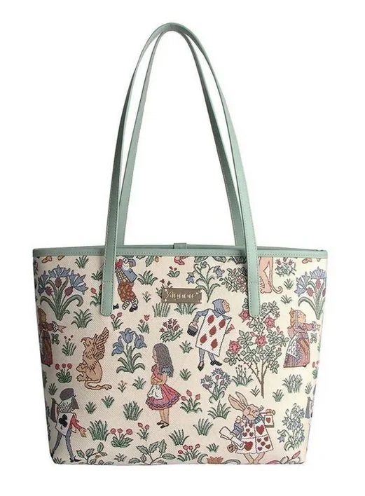 Signare Alice in Wonderland Tapestry Large College Tote Shoulder Grab Bag Cream COLL-ALICE (1).jpg