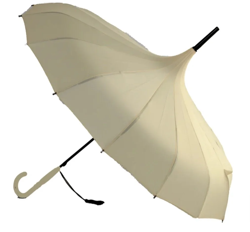 Soake Beige Cream Pagoda Large Walk Stick Boutique Classic Umbrella Gift Brolley Boutique Classic Pagoda Umbrella in Beige - BCSPPABE × 1.jpg