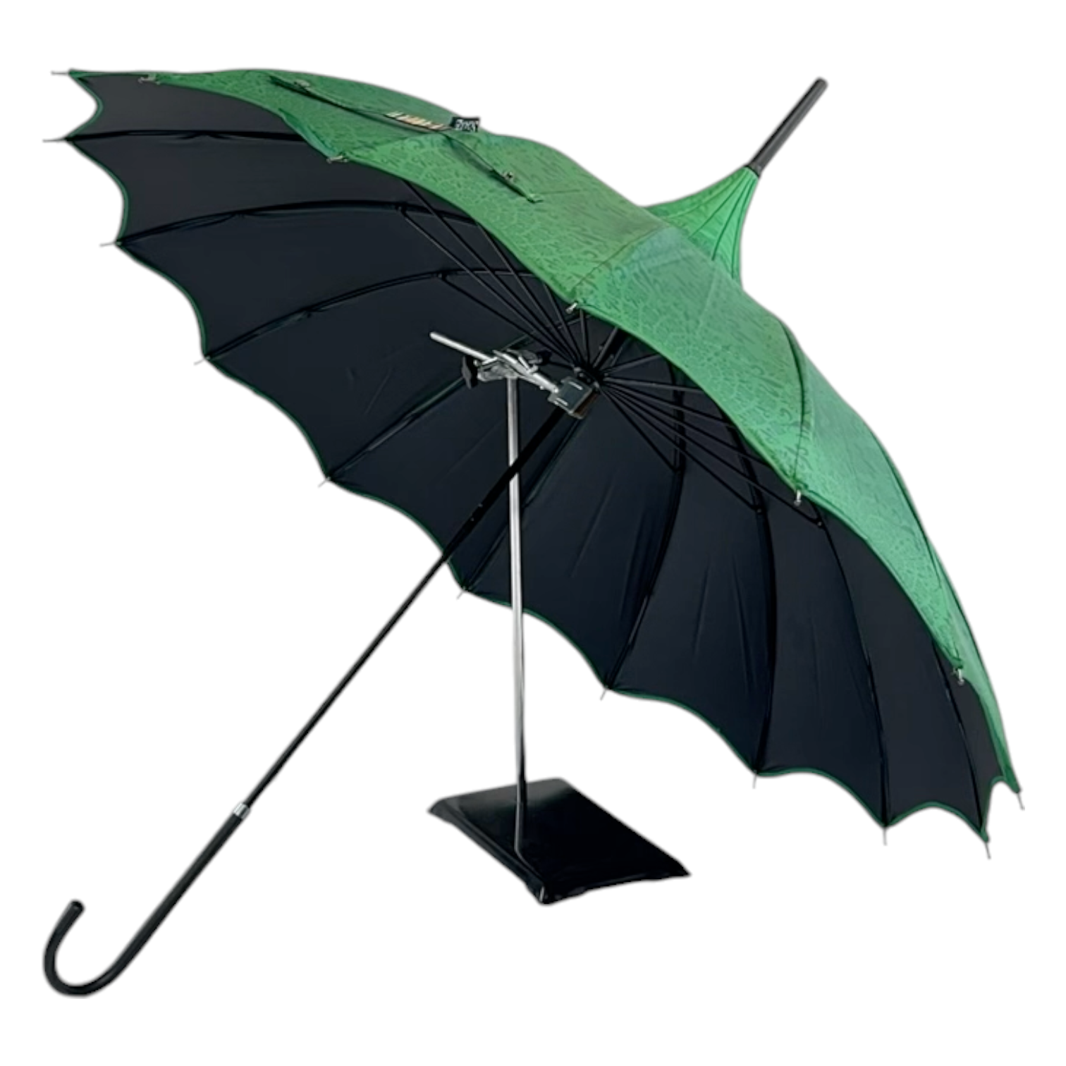 Soake Patterned Green UV Pagoda Large Walking Stick Boutique Umbrella Brolley BCSPATGRE (4).png