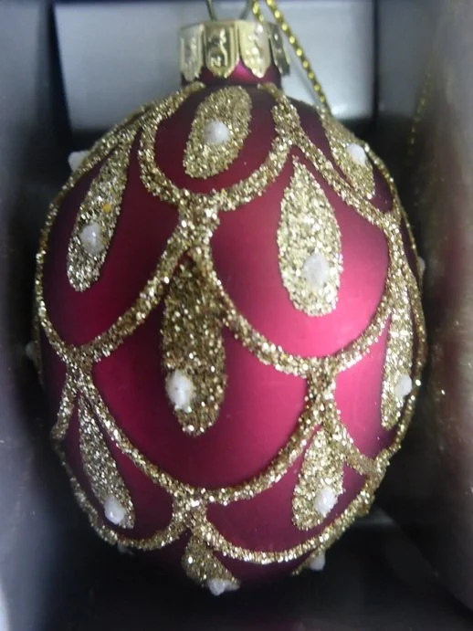 Sass & Belle Red Gold Heirloom Oval Egg Glass Bauble Xmas Tree Decoration Set 4 NGXM136 (6).JPG