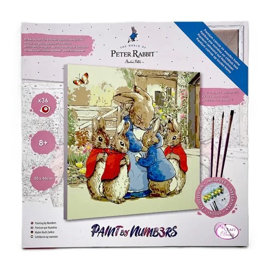 Flopsy Peter Rabbit Craft Buddy Paint by Numbers Painting Canvas Kit 50 x 50cm PBN-PRBT04 Flopsy Bunnies Peter Josephine Rabbit (1).jpg