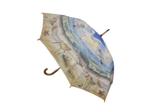 Soake Beach Scene Galleria Large Stick Umbrella Gift Brolley Sea Sand Birds Boat (11).png