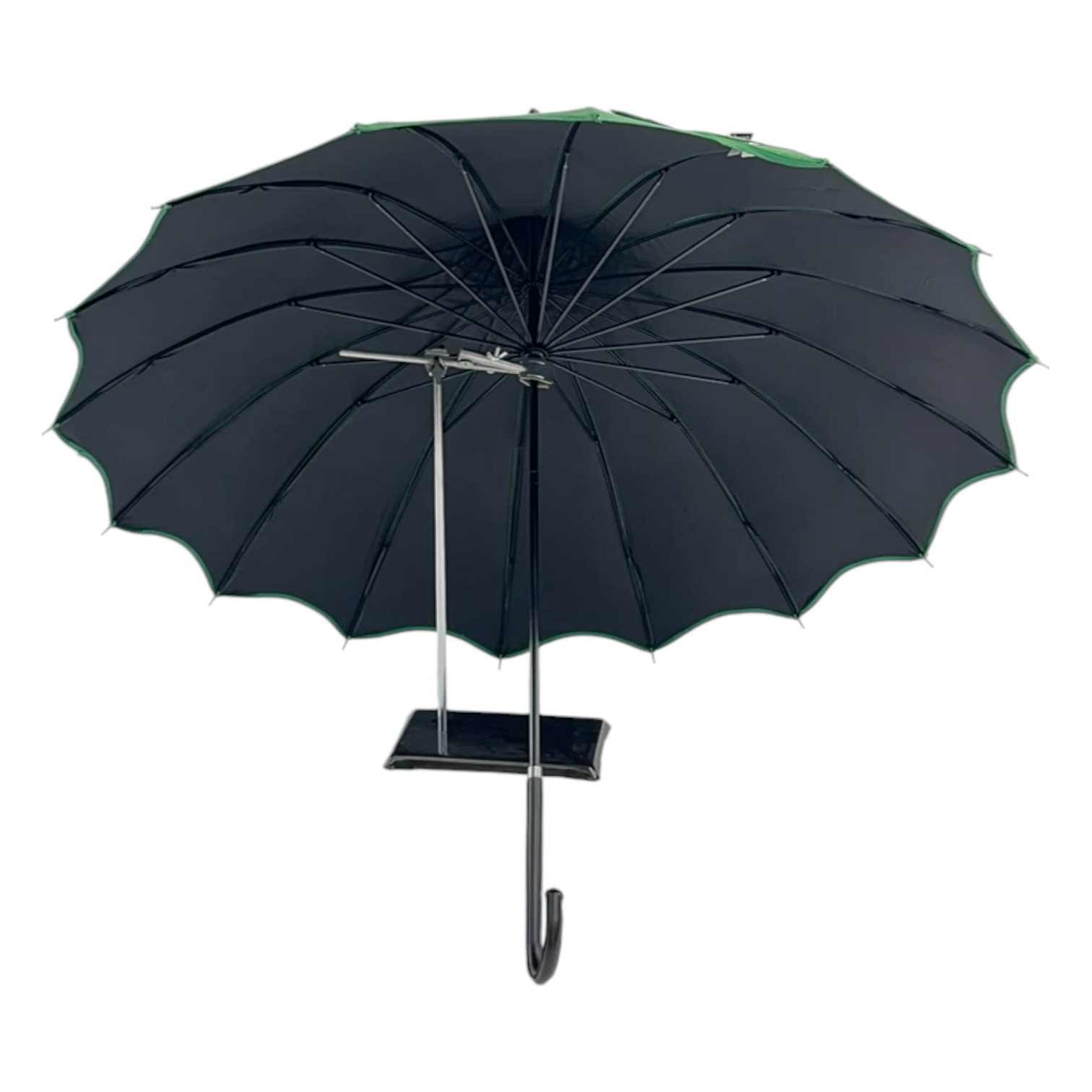 Soake Patterned Green UV Pagoda Large Walking Stick Boutique Umbrella Brolley BCSPATGRE (5).png