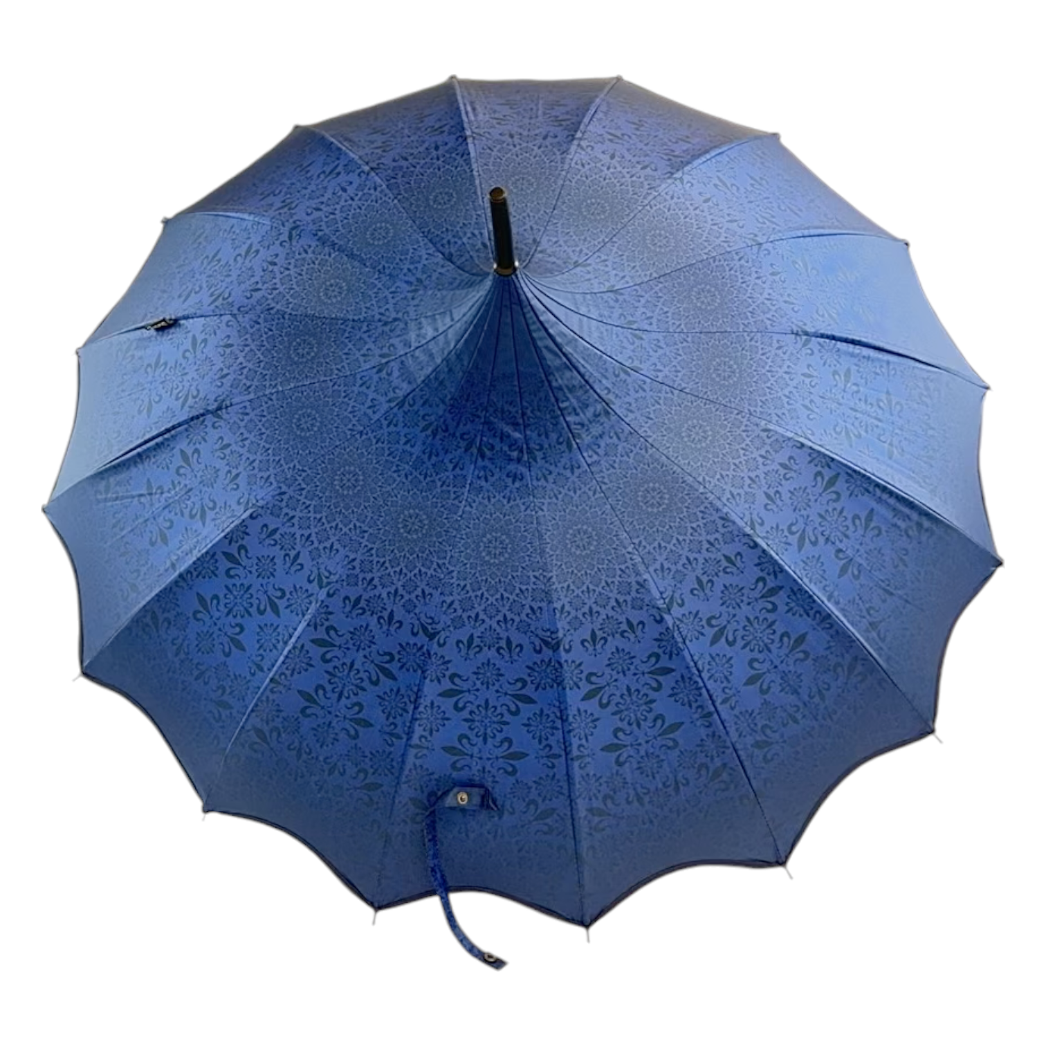 Soake Patterned Navy UV Pagoda Large Walking Stick Boutique Umbrella Brolley Fun BCSPATNAV (1).png