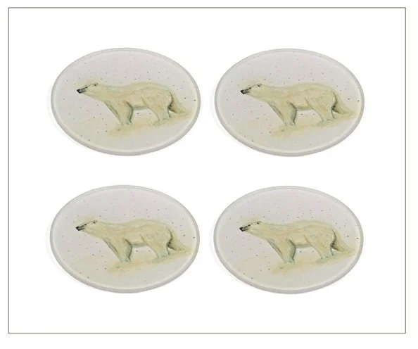 Black Ginger Kat Jackson Animal Coasters Set of 4 - Polar Bear